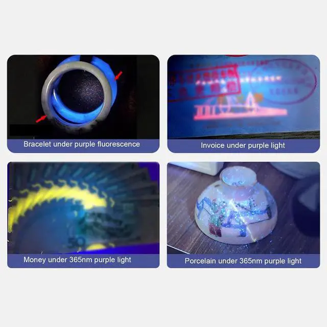 Alt view image 7 of 7 - Black Light Flashlight Detector, Multi Functional for Jade Ceramics Artwork Ink Inspection, 254nm/365nm/395nm Wavelengths, Built in Battery