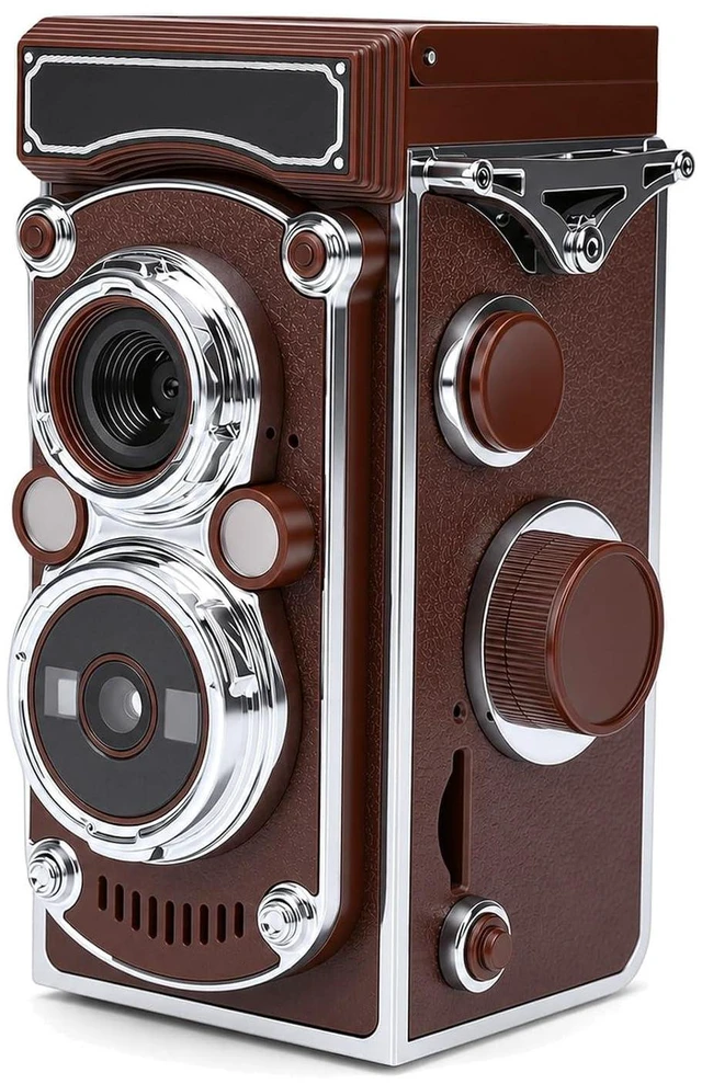 Main image of Vintage Digital Camera, Portable TLR Retro Digital Camera with 2.7K HD Video, 24MP Autofocus & Manual Joystick, for Beginners Teens Adults (Brown)