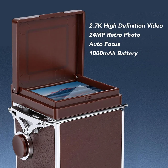 Alt view image 2 of 7 - Vintage Digital Camera, Portable TLR Retro Digital Camera with 2.7K HD Video, 24MP Autofocus & Manual Joystick, for Beginners Teens Adults (Brown)