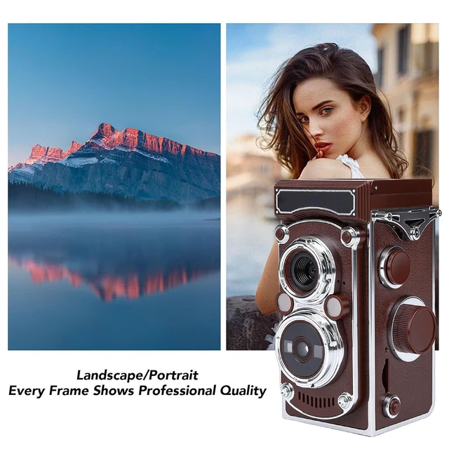 Alt view image 4 of 7 - Vintage Digital Camera, Portable TLR Retro Digital Camera with 2.7K HD Video, 24MP Autofocus & Manual Joystick, for Beginners Teens Adults (Brown)