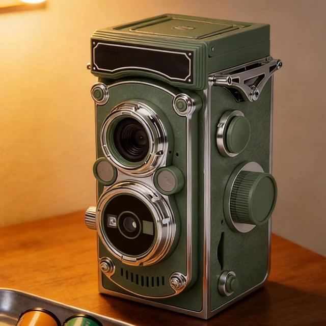 Alt view image 5 of 7 - Vintage Digital Camera, Portable TLR Retro Digital Camera with 2.7K HD Video, 24MP Autofocus & Manual Joystick, for Beginners Teens Adults (Green)