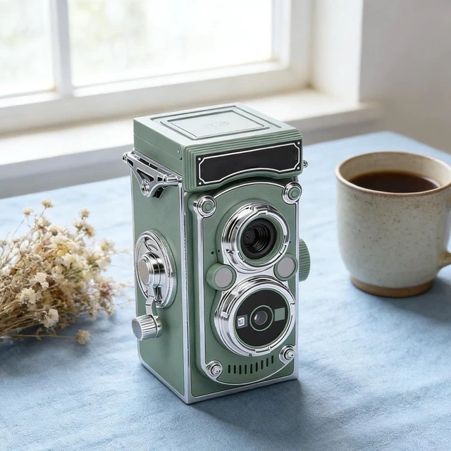 Alt view image 6 of 7 - Vintage Digital Camera, Portable TLR Retro Digital Camera with 2.7K HD Video, 24MP Autofocus & Manual Joystick, for Beginners Teens Adults (Green)
