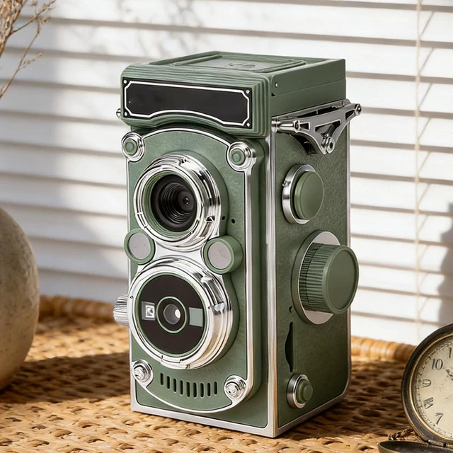 Alt view image 7 of 7 - Vintage Digital Camera, Portable TLR Retro Digital Camera with 2.7K HD Video, 24MP Autofocus & Manual Joystick, for Beginners Teens Adults (Green)