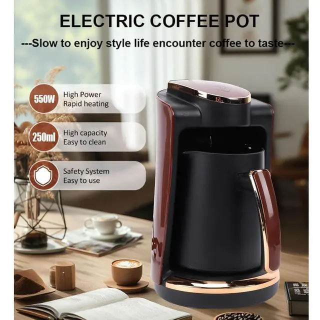 Alt view image 2 of 7 - Turkish Coffee Maker, Electric 550W 250ML Greek Machine with Single Cup, for Slow Brewing Authentic Coffee at Home
