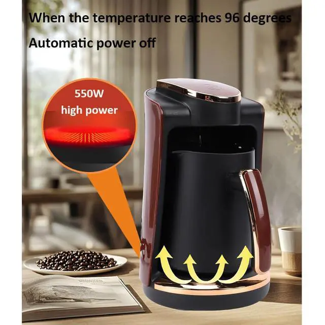 Alt view image 6 of 7 - Turkish Coffee Maker, Electric 550W 250ML Greek Machine with Single Cup, for Slow Brewing Authentic Coffee at Home
