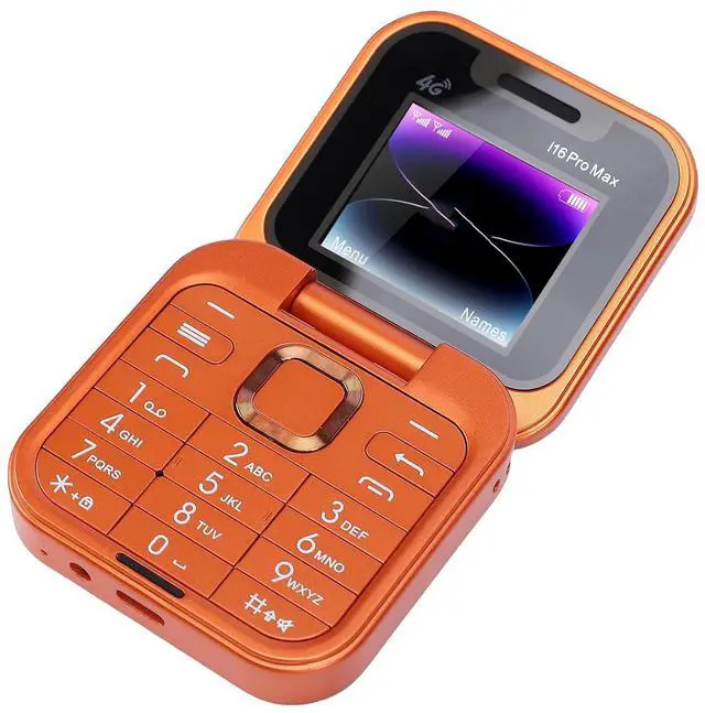 Main image of Seniors Flip Phone Unlocked 4G LTE, Compact 1.77 Inch Screen Clamshell Phone with Dual SIM Slots, Large One Click Dialing High Volume Speaker (Orange)