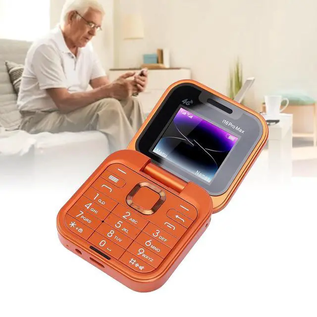 Alt view image 4 of 7 - Seniors Flip Phone Unlocked 4G LTE, Compact 1.77 Inch Screen Clamshell Phone with Dual SIM Slots, Large One Click Dialing High Volume Speaker (Orange)