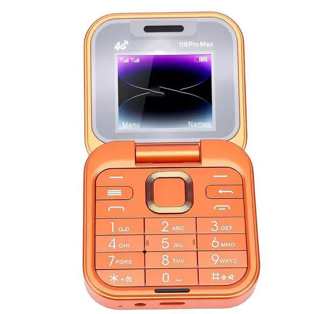 Alt view image 6 of 7 - Seniors Flip Phone Unlocked 4G LTE, Compact 1.77 Inch Screen Clamshell Phone with Dual SIM Slots, Large One Click Dialing High Volume Speaker (Orange)