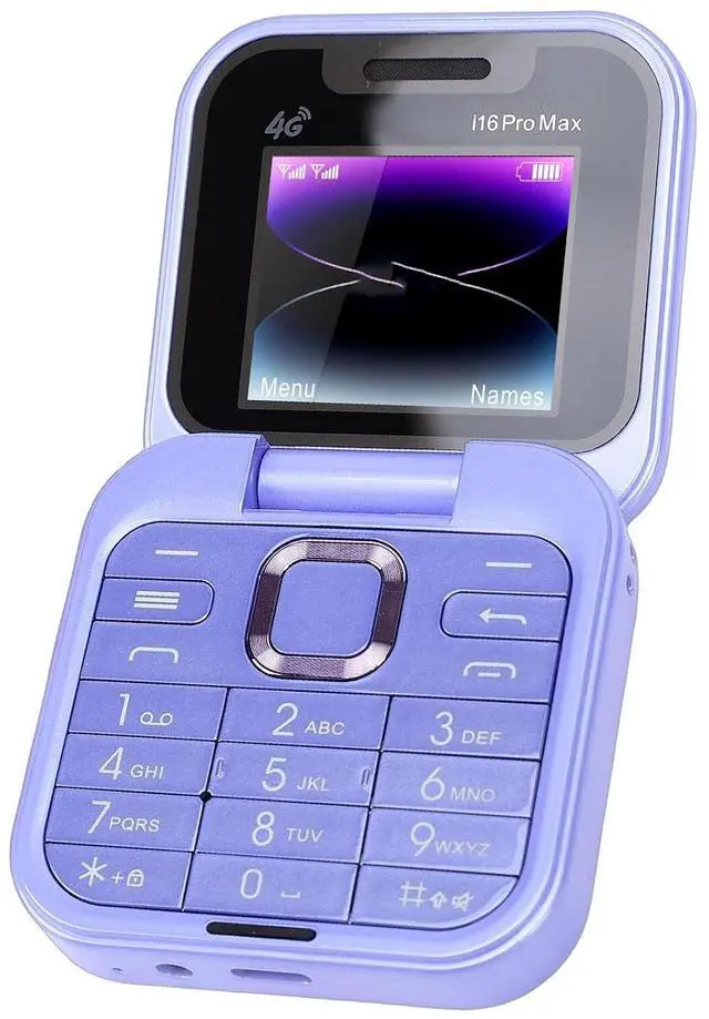Main image of Seniors Flip Phone Unlocked 4G LTE, Compact 1.77 Inch Screen Clamshell Phone with Dual SIM Slots, Large One Click Dialing High Volume Speaker (Purple)