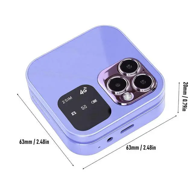 Alt view image 5 of 7 - Seniors Flip Phone Unlocked 4G LTE, Compact 1.77 Inch Screen Clamshell Phone with Dual SIM Slots, Large One Click Dialing High Volume Speaker (Purple)
