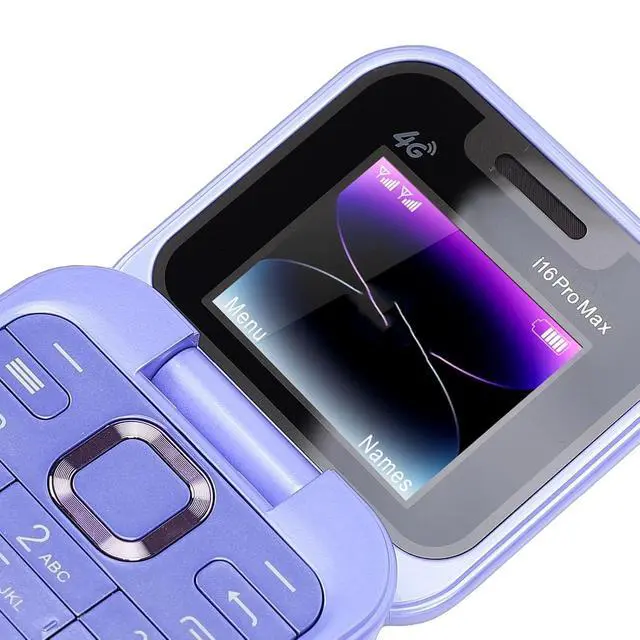 Alt view image 6 of 7 - Seniors Flip Phone Unlocked 4G LTE, Compact 1.77 Inch Screen Clamshell Phone with Dual SIM Slots, Large One Click Dialing High Volume Speaker (Purple)