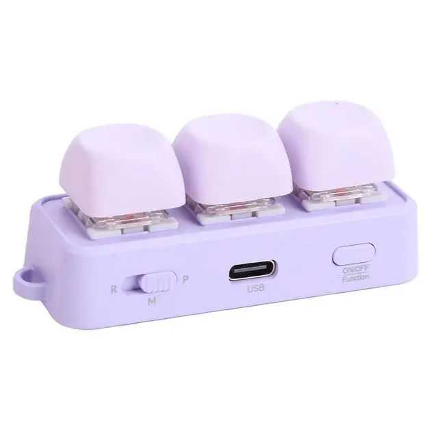 Alt view image 6 of 7 - 3 Key Keypad, Ergonomic Design RGB Backlight High Profile Switch, USB Bluetooth Programmable Macro Page Turner Mechanical Keyboard