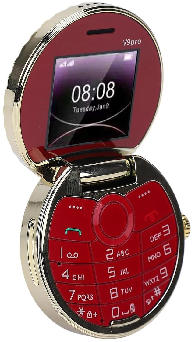 Main image of Basic Cell Phone Vintage Pocket Watch Design, Rugged Flip Phone with Dual Card Dual Standby Big Buttons (Red)