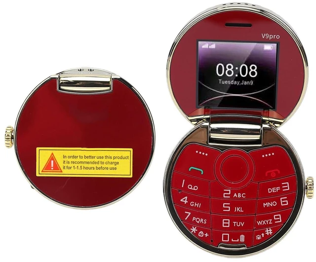 Alt view image 5 of 7 - Basic Cell Phone Vintage Pocket Watch Design, Rugged Flip Phone with Dual Card Dual Standby Big Buttons (Red)