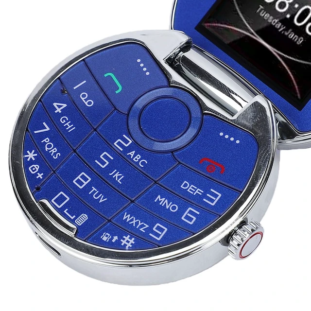 Alt view image 6 of 7 - Basic Cell Phone Vintage Pocket Watch Design, Rugged Flip Phone with Dual Card Dual Standby Big Buttons (Blue)