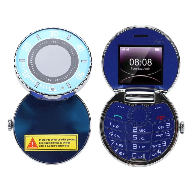 Alt view image 4 of 7 - Basic Cell Phone Vintage Pocket Watch Design, Rugged Flip Phone with Dual Card Dual Standby Big Buttons (Blue)