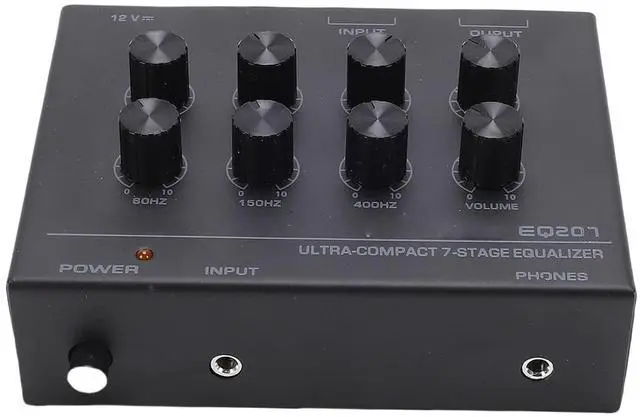 Main image of 7 Band Sound Equalizer, 2 Channel Car Home Audio Graphic Equalizer with 3.5mm Input, Treble Bass Adjustment, for Recording Streaming (US Plug)