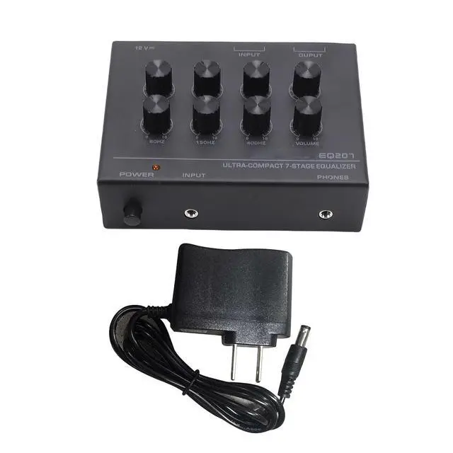 Alt view image 7 of 7 - 7 Band Sound Equalizer, 2 Channel Car Home Audio Graphic Equalizer with 3.5mm Input, Treble Bass Adjustment, for Recording Streaming (US Plug)