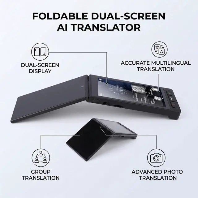 Alt view image 3 of 7 - Language Translator Device, Dual Screen, Photo Translation 75 Languages, 42 Offline, Group 500 Users, for Travel and Business