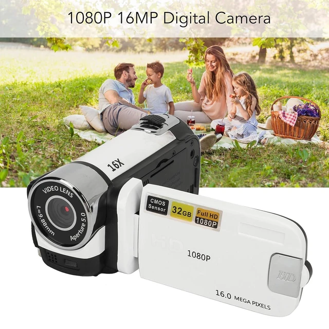 Alt view image 2 of 7 - D90 Digital Camera,1080P 16MP Vlogging Camera, 16X Zoom HD Video Recorder, 2.4" Rotatable Screen & Fill Light, for Travel Wedding Campus (White)
