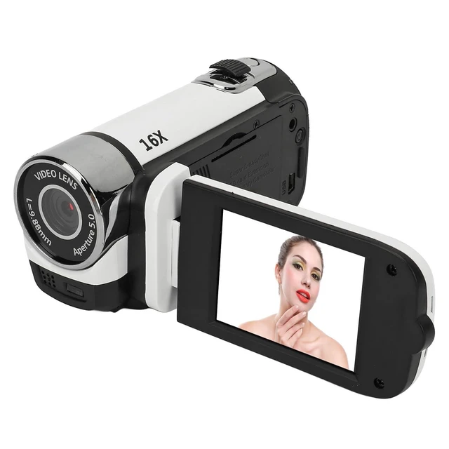 Alt view image 6 of 7 - D90 Digital Camera,1080P 16MP Vlogging Camera, 16X Zoom HD Video Recorder, 2.4" Rotatable Screen & Fill Light, for Travel Wedding Campus (White)