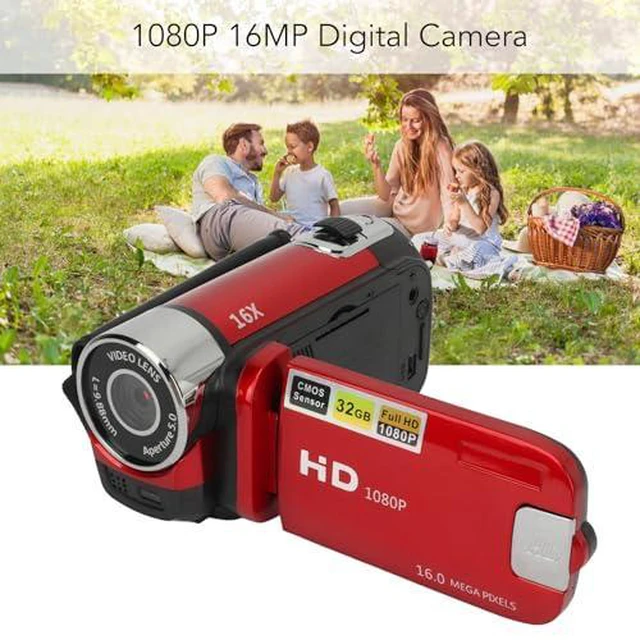 Alt view image 2 of 7 - D90 Digital Camera,1080P 16MP Vlogging Camera, 16X Zoom HD Video Recorder, 2.4" Rotatable Screen & Fill Light, for Travel Wedding Campus (Red)
