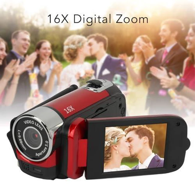 Alt view image 3 of 7 - D90 Digital Camera,1080P 16MP Vlogging Camera, 16X Zoom HD Video Recorder, 2.4" Rotatable Screen & Fill Light, for Travel Wedding Campus (Red)