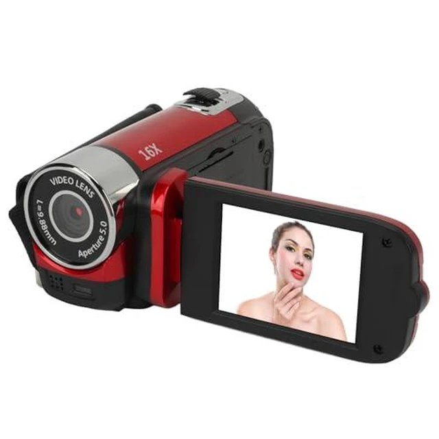 Alt view image 6 of 7 - D90 Digital Camera,1080P 16MP Vlogging Camera, 16X Zoom HD Video Recorder, 2.4" Rotatable Screen & Fill Light, for Travel Wedding Campus (Red)