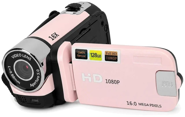 Main image of D90 Digital Camera,1080P 16MP Vlogging Camera, 16X Zoom HD Video Recorder, 2.4" Rotatable Screen & Fill Light, for Travel Wedding Campus (Pink)