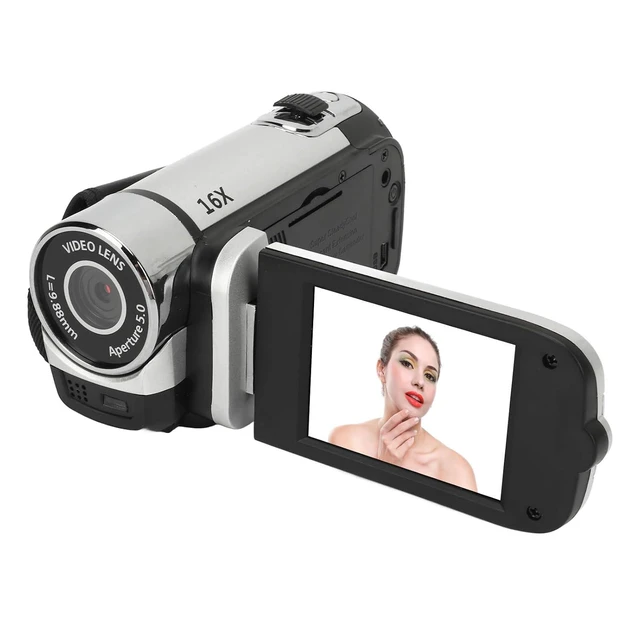 Alt view image 6 of 7 - D90 Digital Camera,1080P 16MP Vlogging Camera, 16X Zoom HD Video Recorder, 2.4" Rotatable Screen & Fill Light, for Travel Wedding Campus (Silver)