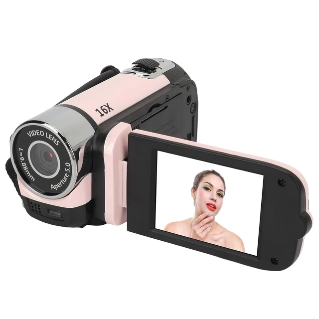 Alt view image 6 of 7 - D90 Digital Camera,1080P 16MP Vlogging Camera, 16X Zoom HD Video Recorder, 2.4" Rotatable Screen & Fill Light, for Travel Wedding Campus (Pink)