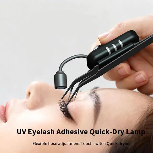 Alt view image 2 of 5 - Eyelash Extension Lamp with Tweezers, All in One Portable Handheld Curing Tool, 180 Adjustable Light Angle, for Home Salon Use
