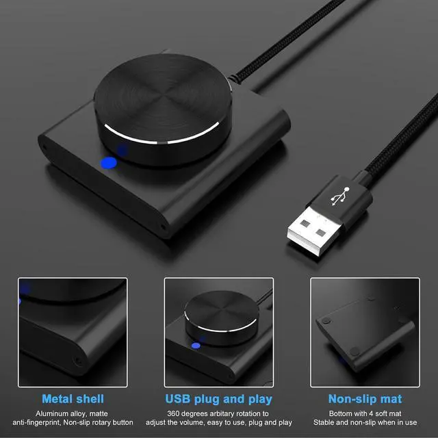Alt view image 3 of 7 - USB Volume Control Knob, Computer Speaker External Volume Adjustment Controller with 1 Key Mute Function, LED Indicator, for PC Laptop