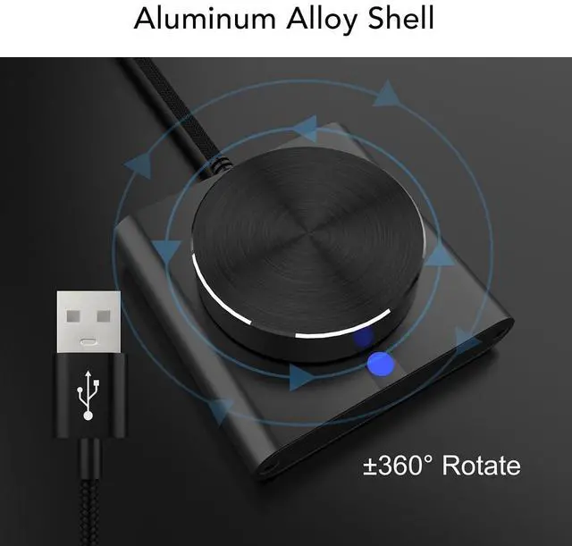 Alt view image 4 of 7 - USB Volume Control Knob, Computer Speaker External Volume Adjustment Controller with 1 Key Mute Function, LED Indicator, for PC Laptop