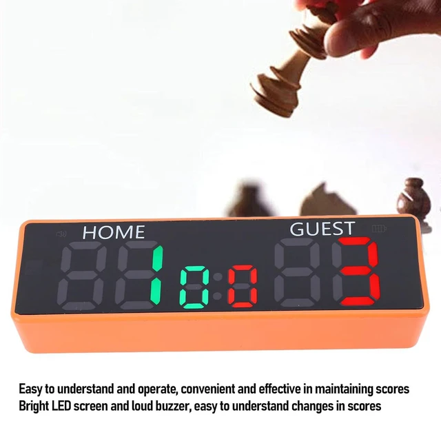 Alt view image 3 of 7 - Mini Digital Scoreboard with 6 Digits LED Display & Loud Buzzer, Portable Tabletop Score Keeper, for Board Games Chess Cornhole Basketball