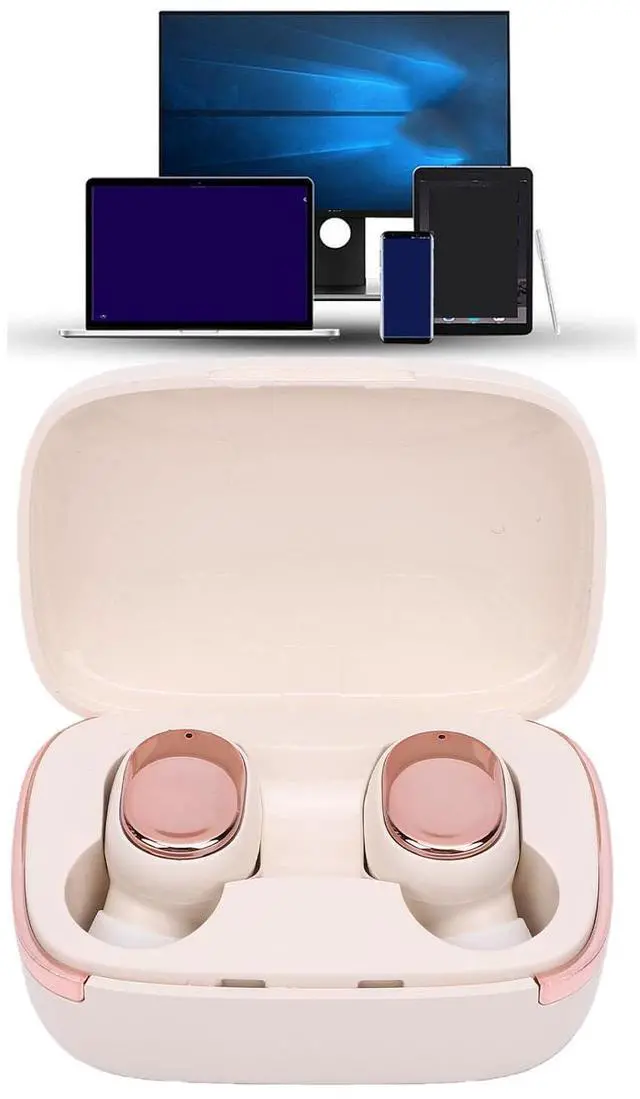 Alt view image 5 of 7 - Wireless Earbuds, Bluetooth 5.6 Headphones, Ear Buds with AI Noise Cancelling Mic LED Display, in Ear Earphones (Beige)