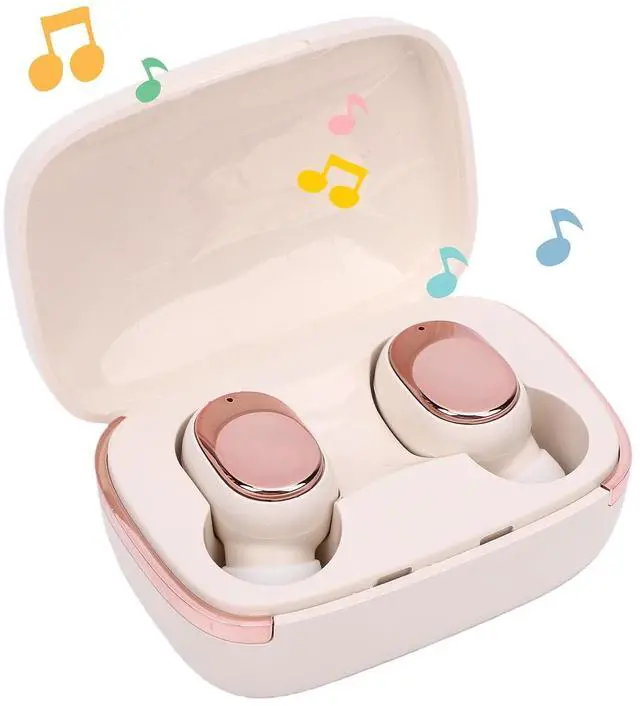 Alt view image 6 of 7 - Wireless Earbuds, Bluetooth 5.6 Headphones, Ear Buds with AI Noise Cancelling Mic LED Display, in Ear Earphones (Beige)