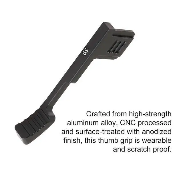Alt view image 2 of 7 - Metal Camera Thumb Grip, Aluminum Alloy Cold Shoe Handle, Thumb Rest Support Silver, for Lumix S9 Digital Camera (Black)