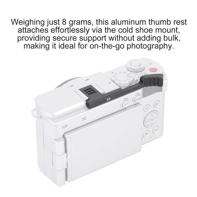 Alt view image 3 of 7 - Metal Camera Thumb Grip, Aluminum Alloy Cold Shoe Handle, Thumb Rest Support Silver, for Lumix S9 Digital Camera (Black)
