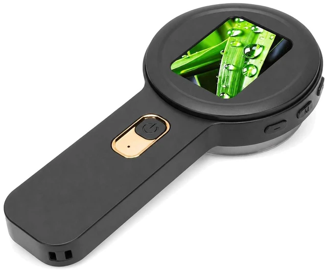 Main image of Portable Digital Magnifying Glass, 200X Magnification, Handheld Microscope with Dual LED Light, for Kids Detailed Inspection Viewing (Black)
