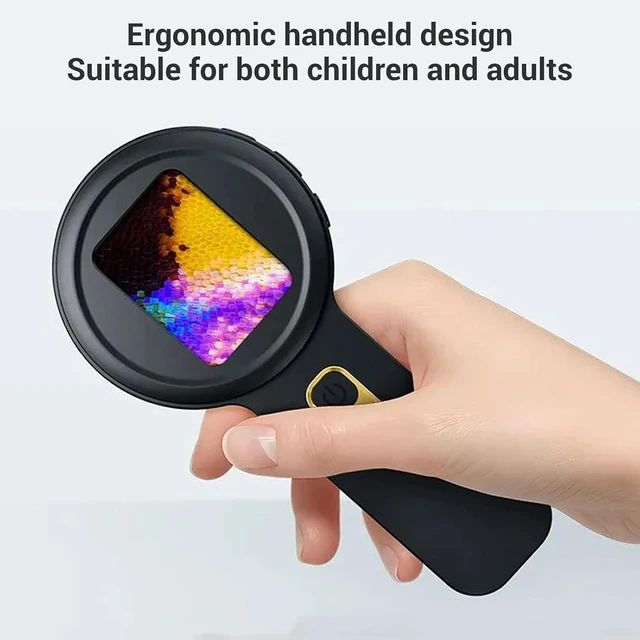 Alt view image 4 of 7 - Portable Digital Magnifying Glass, 200X Magnification, Handheld Microscope with Dual LED Light, for Kids Detailed Inspection Viewing (Black)