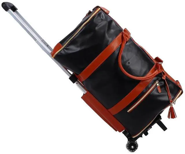 Main image of Travel Bag with Detachable Trolley Handle, 40L Large Capacity Clothes Storage Bag for Travel, Foldable Space Saving Design, Wear Fabric, Front Zip Pocket (Dark Brown)