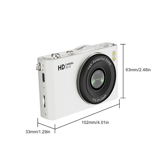 Alt view image 7 of 7 - Kids Digital Camera, 64MP 4K UHD Video, Portable Retro Selfie Camera, 2.4 inch 180 Flip Screen, 16X Zoom AF, Multiple Filming Modes (White)