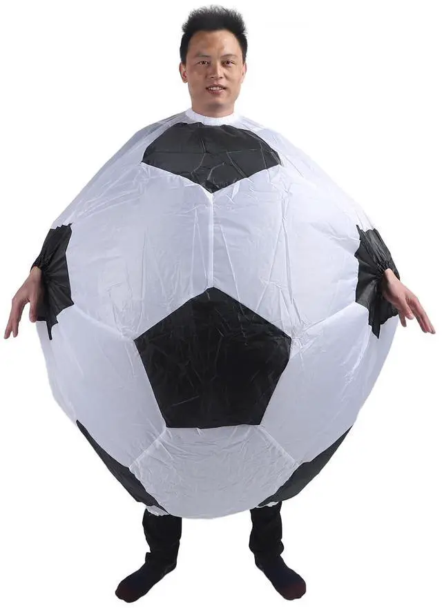 Main image of Inflatable Soccer Costume Adult, Blow Up Soccer Ball Costume with Air Blower for Party, Interactive Funny Outfit for Halloween Christmas Birthday, Polyester Unisex Cosplay Dress