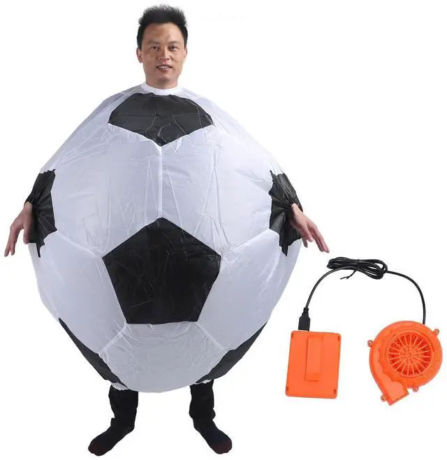 Alt view image 6 of 7 - Inflatable Soccer Costume Adult, Blow Up Soccer Ball Costume with Air Blower for Party, Interactive Funny Outfit for Halloween Christmas Birthday, Polyester Unisex Cosplay Dress