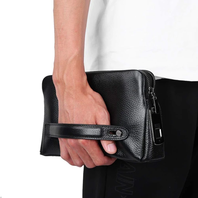 Alt view image 6 of 7 - Capacitive Fingerprint Recognition Technology Wallet HighGrade Leather Black Men Handbag 9.6 X 2.4 X 5.7in
