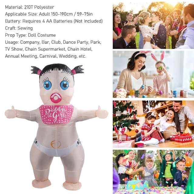 Alt view image 4 of 7 - Funny Inflatable Baby Costume Creative Blow Up Adult Costume for Carnival 210T Polyester Material Cosplay Party Christmas