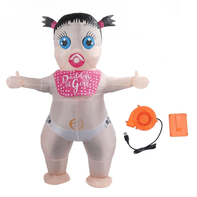 Alt view image 5 of 7 - Funny Inflatable Baby Costume Creative Blow Up Adult Costume for Carnival 210T Polyester Material Cosplay Party Christmas
