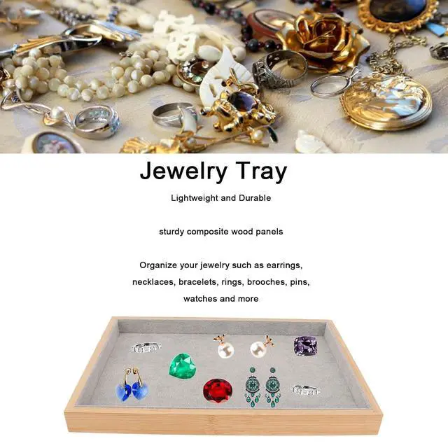 Alt view image 7 of 7 - Multipurpose Wood Jewelry Tray Lightweight Durable Drawer Organizer for Brooches Bracelets Rings for Organizing Jewelry (Grey)