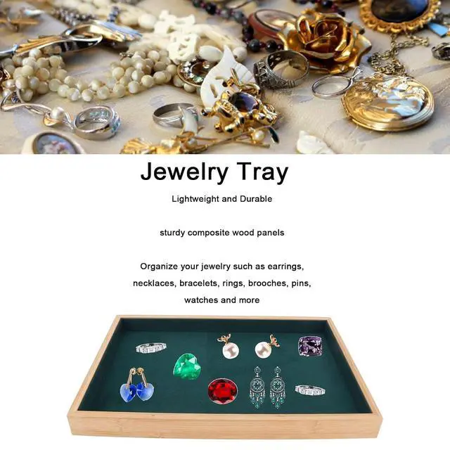 Alt view image 5 of 7 - Multipurpose Wood Jewelry Tray Lightweight Durable Drawer Organizer for Brooches Bracelets Rings for Organizing Jewelry (Green)